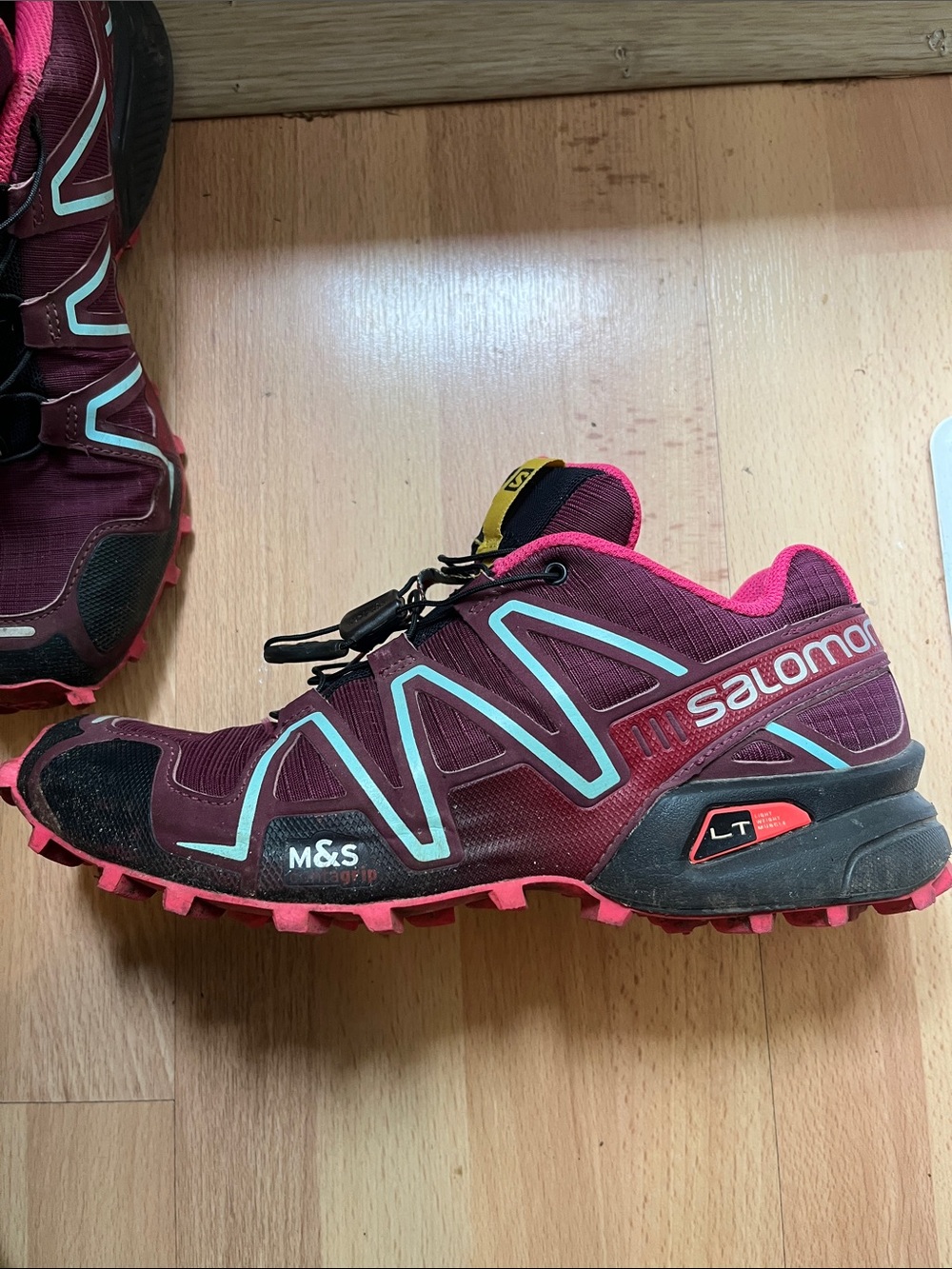 Salomon Women’s Trail Running Shoes - Burgundy with Pink Accents - Picture 3 of 6